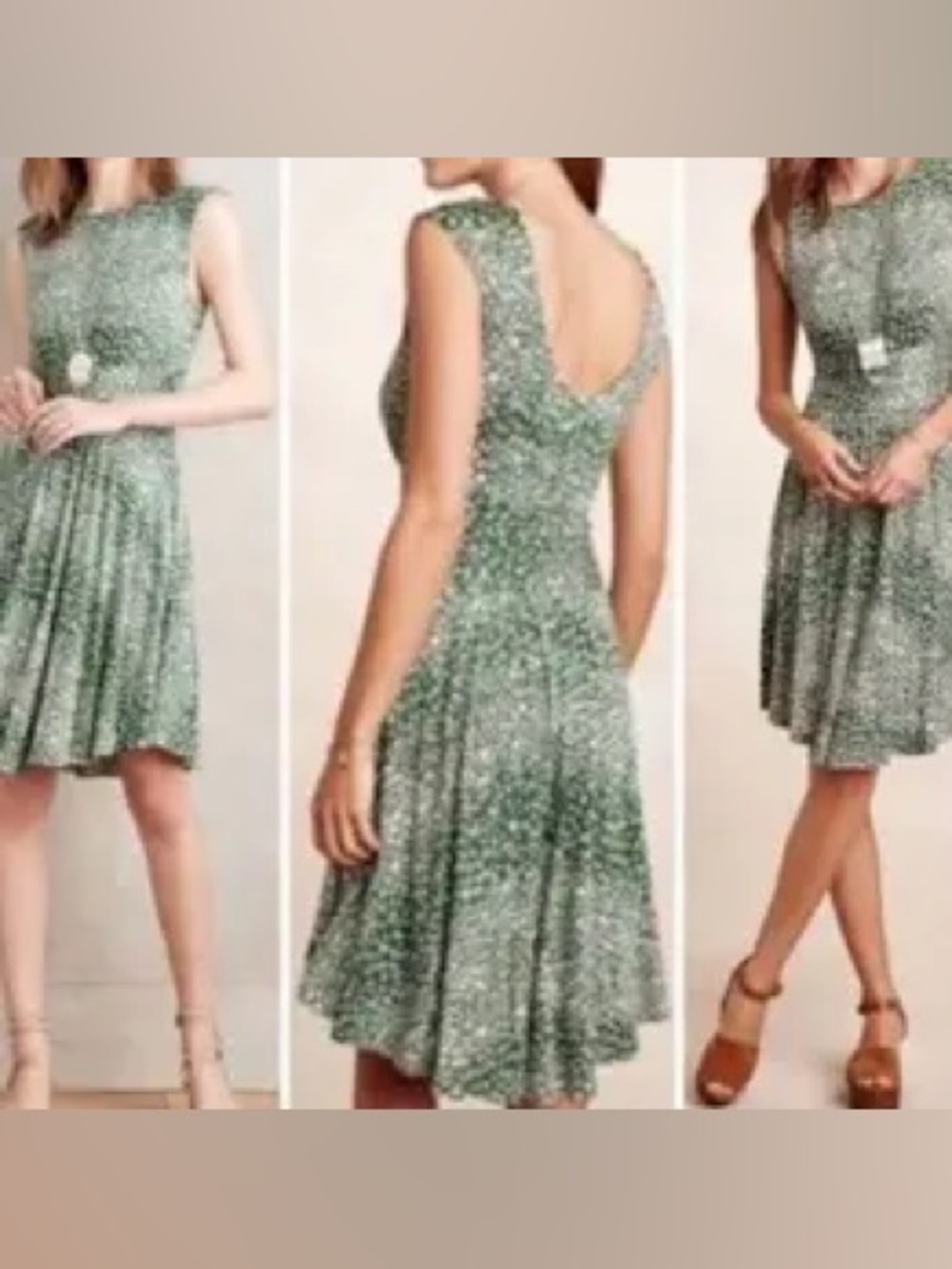 Anthropologie Moulinette Soeurs South Shore Dress Green White Size  XS